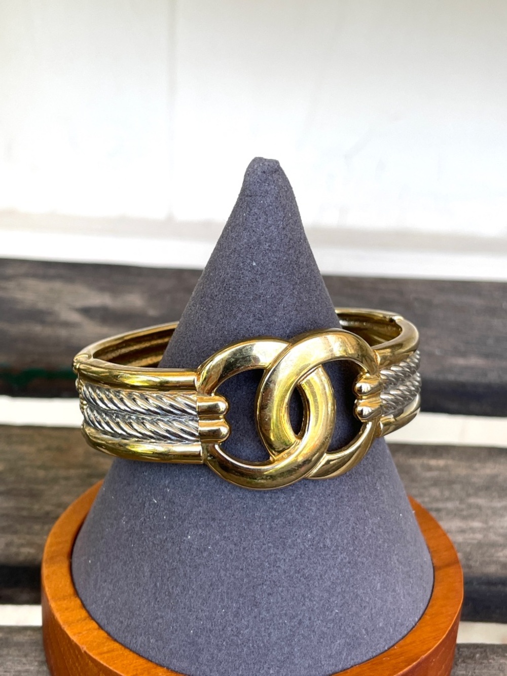 Contemporary Two Two Clamper Bangle Bracelet 7"